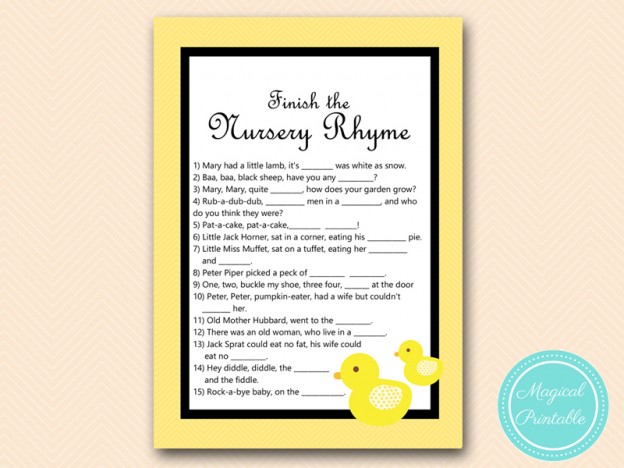 Duck Baby Shower Game Printable Magical Printable