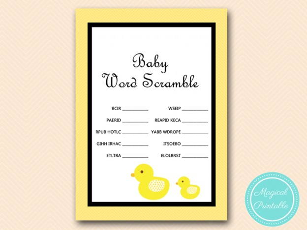 Duck Baby Shower Game Printable Magical Printable