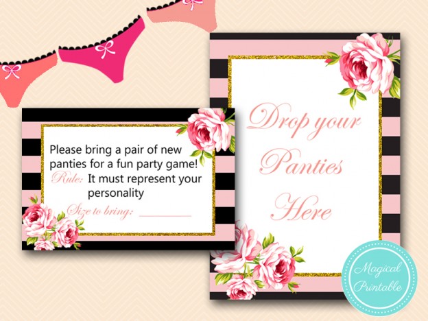 Pink Stripes Gold Bridal Shower Games - Magical Printable