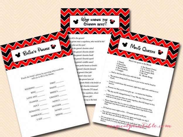 Disney Bridal Shower Game Pack - Magical Printable