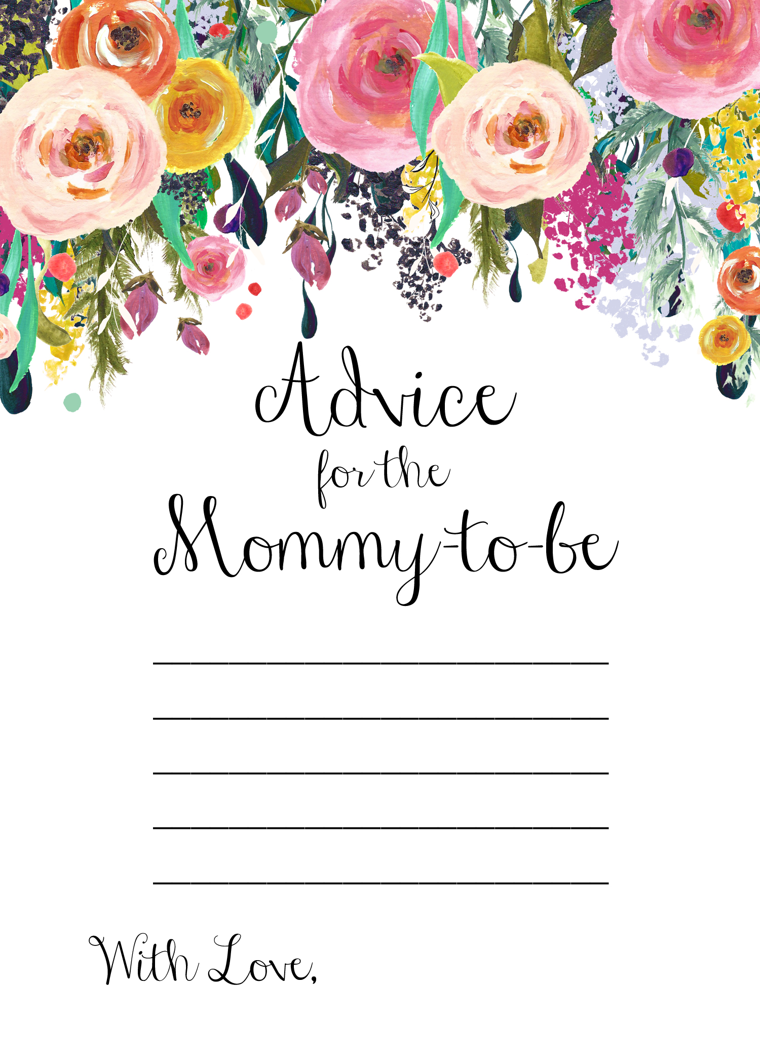 Free Printable Mom To Be Advice Cards