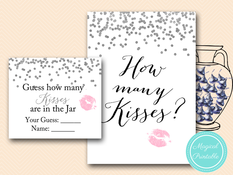 Silver Dots How Many Kisses are in the Jar Game Magical Printable