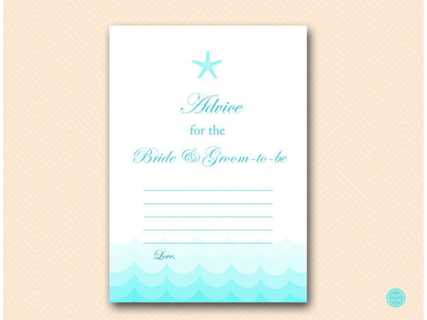 Beach Theme Bridal Shower Games - Magical Printable