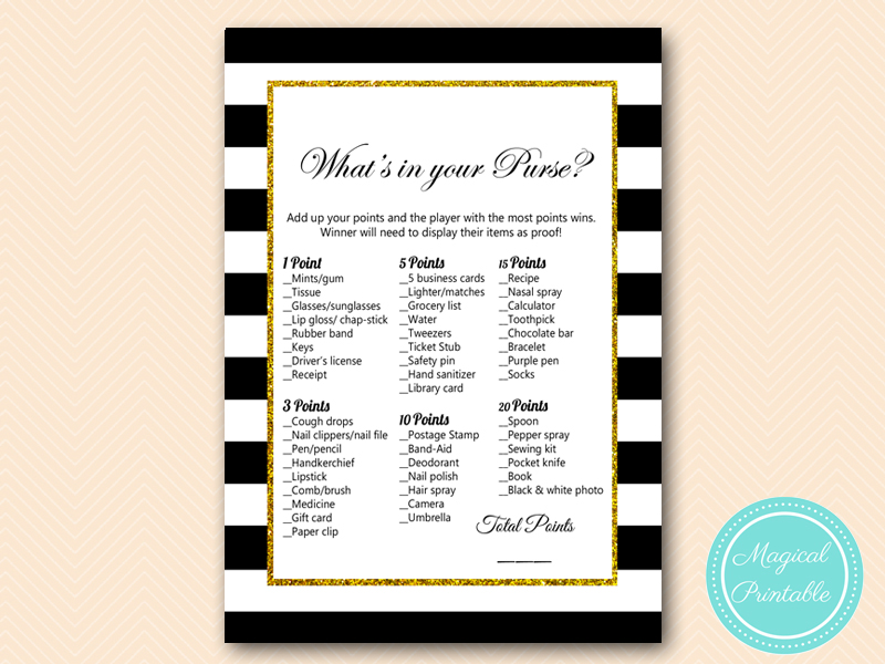 Black and Gold Baby Shower Game Package - Magical Printable