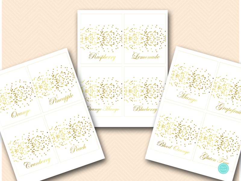 Gold Dots Mimosa Bar Sign with Fruit Labels - Magical Printable