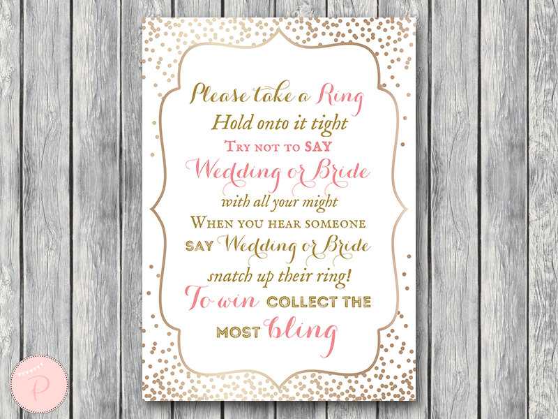 Gold Don't Say Bride Game,Take a Ring Game - Magical Printable