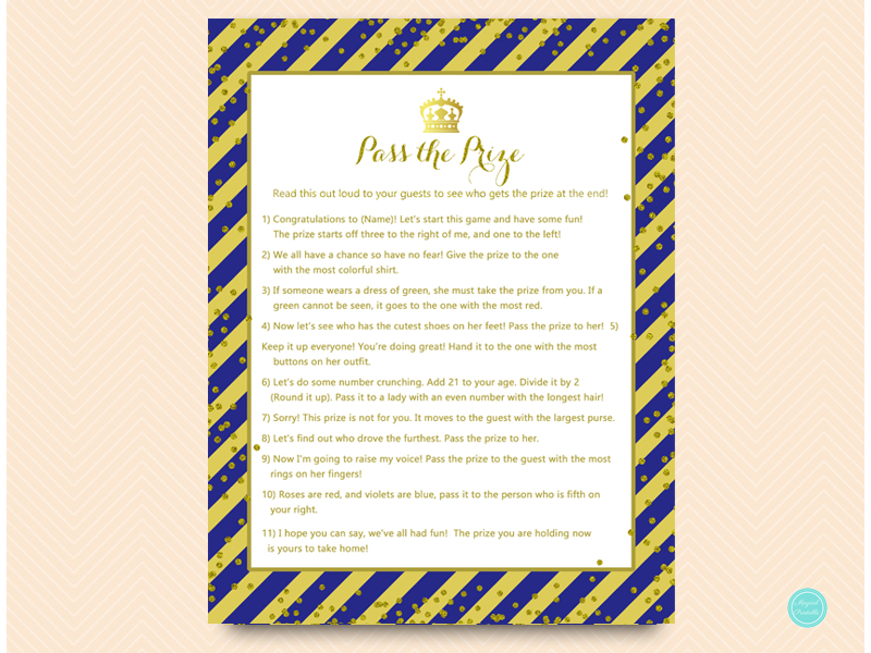 Royal Blue and Gold Prince Baby Shower Games - Magical Printable