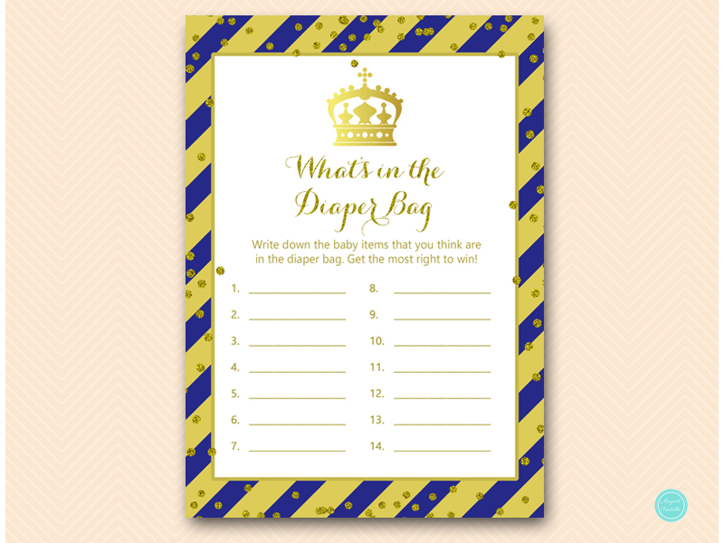 Royal Blue and Gold Prince Baby Shower Games - Magical Printable