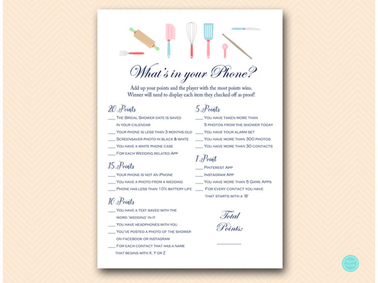 Kitchen Themed Wedding Shower Game Package Magical Printable