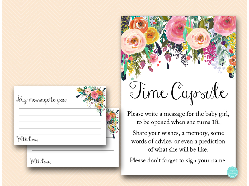 Floral Garden Time Capsule Baby Shower Game Magical Printable